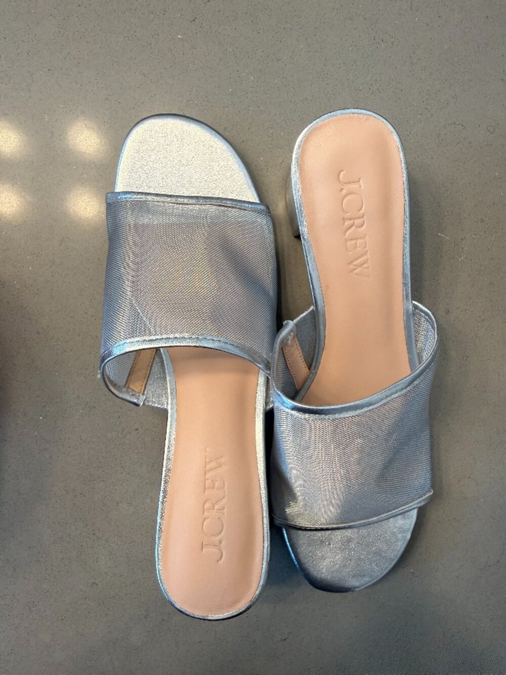 NWOT Womens Jcrew Mesh Silver Sandals Size 8